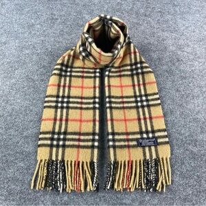Burberry Tan and Black Plaid Scarf